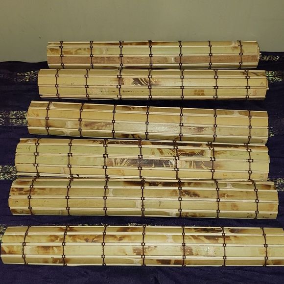 FF 💘 SIX VINTAGE BAMBOO TILE PLACEMATS - Picture 8 of 11